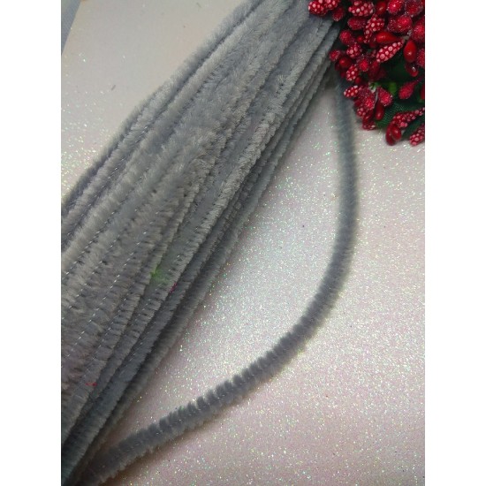 Проволока синельная 30 см цв серый, цена за 10 шт